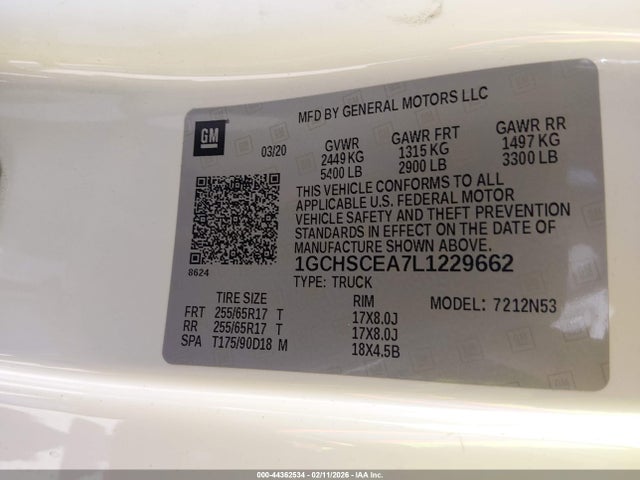 1GCHSCEA7L1229662 Chevrolet Colorado 2wd Long Box Lt