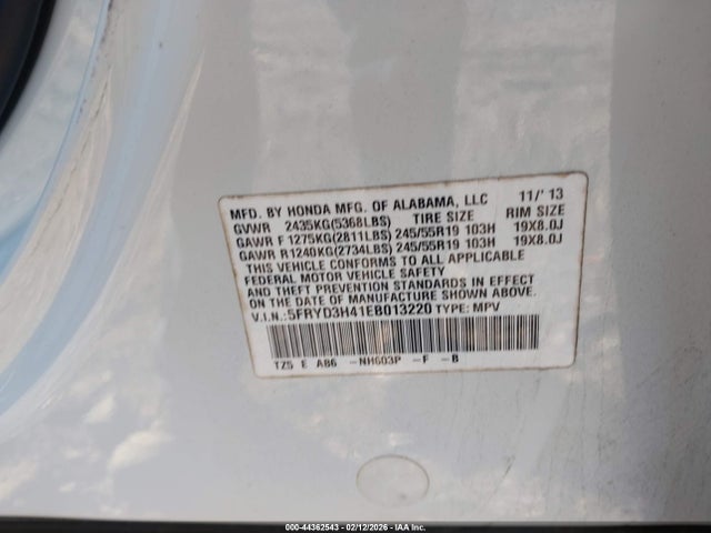 Aukcja sprzedaży 2014 Acura Mdx Technology Package, vin: 5FRYD3H41EB013220, numer aukcji: 44362543
