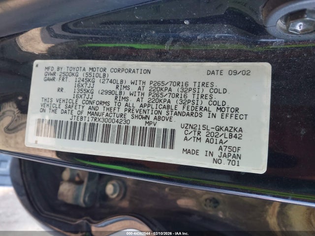 2003 TOYOTA 4RUNNER JTEBT17RX30004230 Photo 8