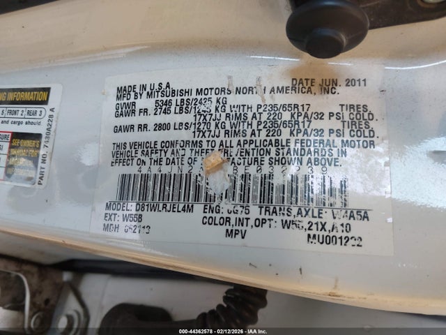 2011 MITSUBISHI ENDEAVOR 4A4JN2AS6BE032239 Photo 8