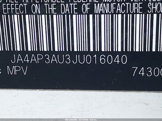 44362605 :رقم المزاد ، JA4AP3AU3JU016040 vin ، 2018 Mitsubishi Outlander Sport 2.0 Le مزاد بيع