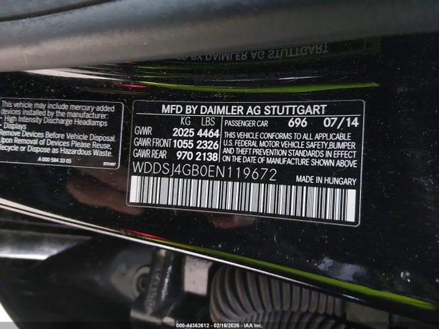 Продаж на аукціоні авто 2014 Mercedes-benz Cla 250 4matic, vin: WDDSJ4GB0EN119672, номер лоту: 44362612