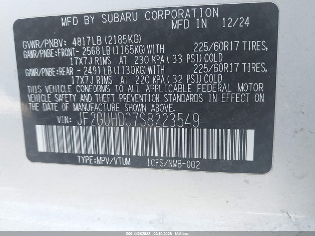 2025 SUBARU CROSSTREK JF2GUHDC7S8223549 Photo 8