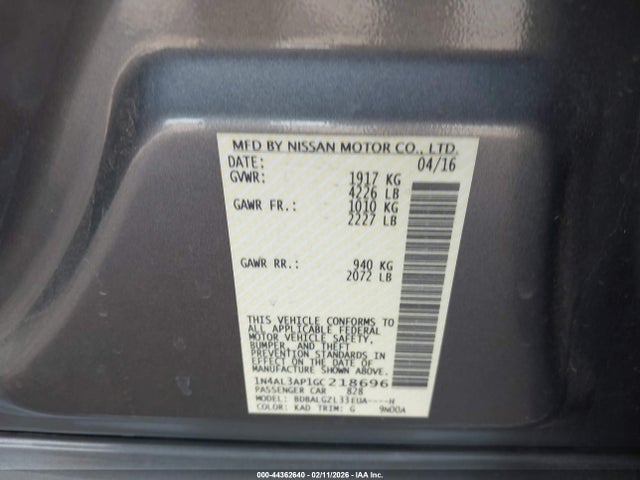 2016 NISSAN ALTIMA 1N4AL3AP1GC218696 Photo 8