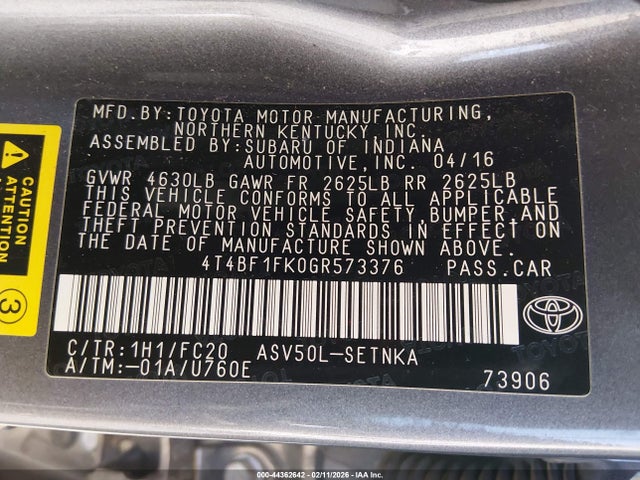 Toyota CAMRY LE 2016 4T4BF1FK0GR573376 Image 9