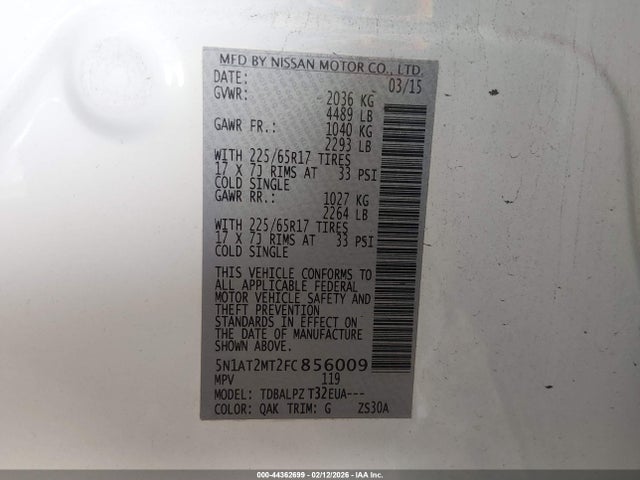 Nissan ROGUE S 2015 5N1AT2MT2FC856009 Image 9