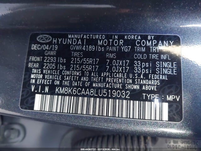 2020 HYUNDAI KONA KM8K6CAA8LU519032 Photo 8