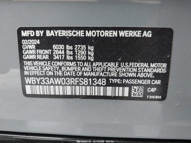 WBY33AW03RFS81348 BMW I4 Gran Coupe M50