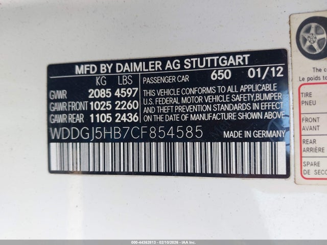Aukcja sprzedaży 2012 Mercedes-benz C 350 Sport, vin: WDDGJ5HB7CF854585, numer aukcji: 44362813