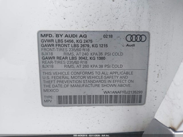 2018 AUDI Q5 WA1ANAFY0J2135293 Photo 8