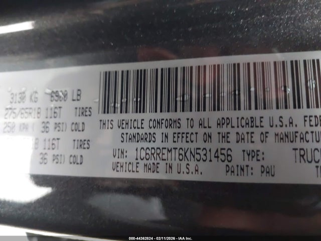 1C6RREMT6KN531456 RAM 1500 Big Horn/lone Star 4x2 6&#039;4 Box