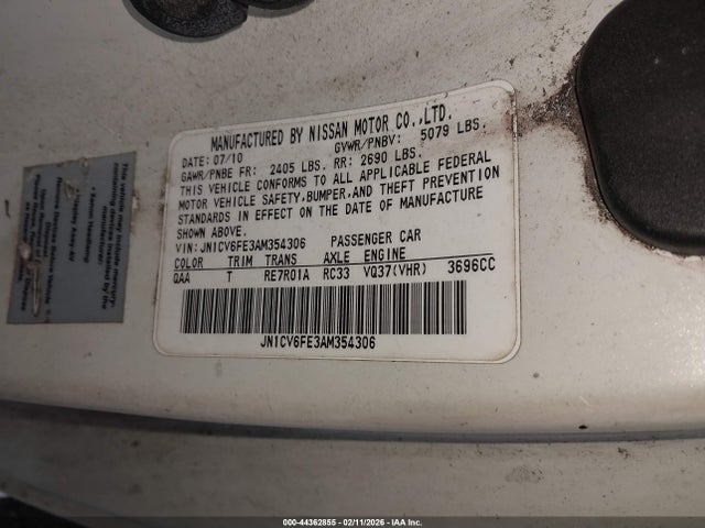 Продажа на аукционе авто 2010 Infiniti G37, vin: JN1CV6FE3AM354306, номер лота: 44362855
