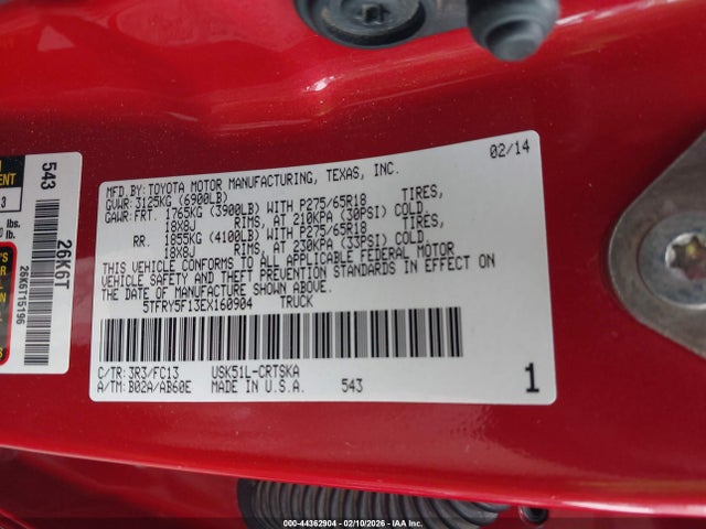 Aukcja sprzedaży 2014 Toyota Tundra Sr5 5.7l V8, vin: 5TFRY5F13EX160904, numer aukcji: 44362904