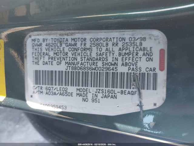 1998 LEXUS GS 300 JT8BD68S6W0029645 Photo 8