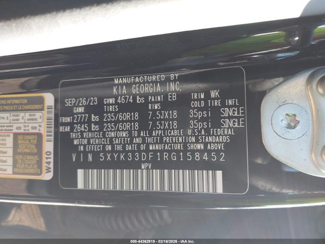 Продажа на аукционе авто 2024 Kia Sportage Ex, vin: 5XYK33DF1RG158452, номер лота: 44362919