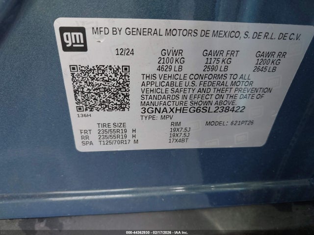 3GNAXHEG6SL238422 Chevrolet Equinox Fwd Lt
