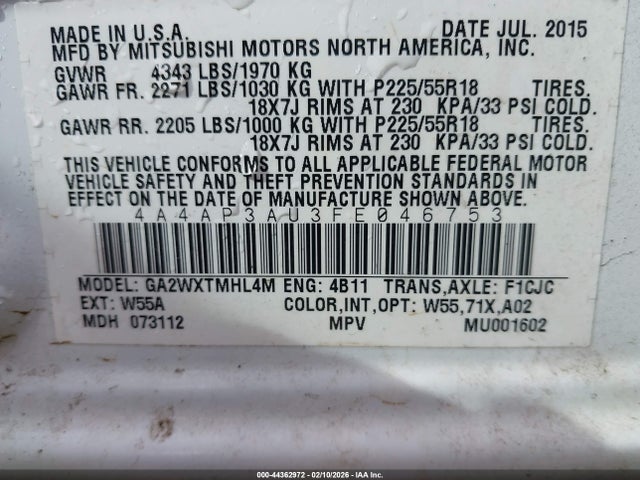 2015 MITSUBISHI OUTLANDER SPORT 4A4AP3AU3FE046753 Photo 8