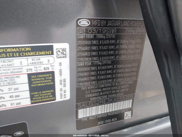 2019 LAND ROVER RANGE ROVER SALGS2RE3KA555355 Photo 8
