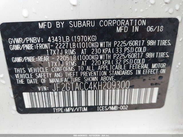 Subaru Crosstrek 2.0i Premium 2019 JF2GTACC4KH209300 Image 9