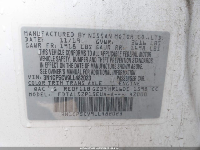 3N1CP5CV9LL482023 Nissan Kicks Sv Xtronic Cvt