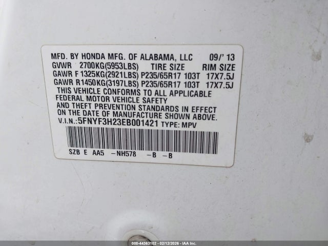 2014 HONDA PILOT 5FNYF3H23EB001421 Photo 8