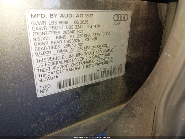 WA1VAAF79JD011287 Audi Q7 3.0t Premium