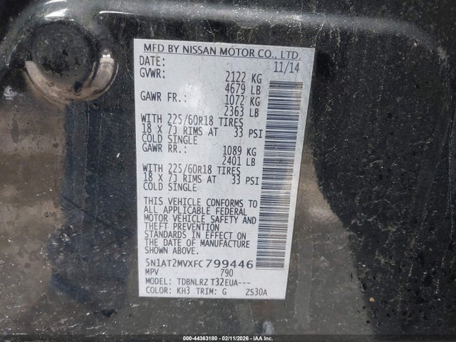 Nissan Rogue Sl 2015 5N1AT2MVXFC799446 Image 9