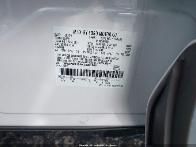 Ford EDGE SEL 2019 2FMPK3J97KBC63185 Image 9