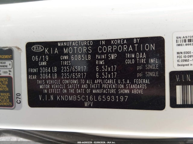 KNDMB5C16L6593197 KIA SEDONA LX
