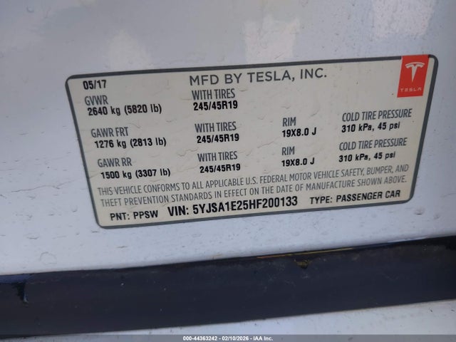 2017 TESLA MODEL S 5YJSA1E25HF200133 Photo 8