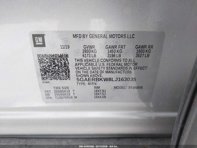 2020 BUICK ENCLAVE 5GAERBKW8LJ163035 Photo 8
