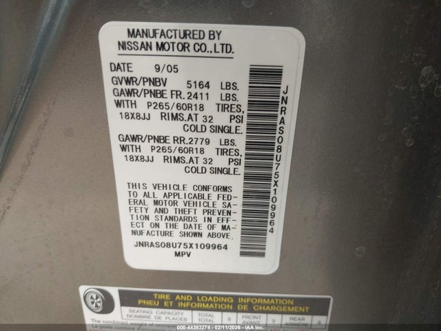 2005 INFINITI FX35 JNRAS08U75X109964 Photo 8