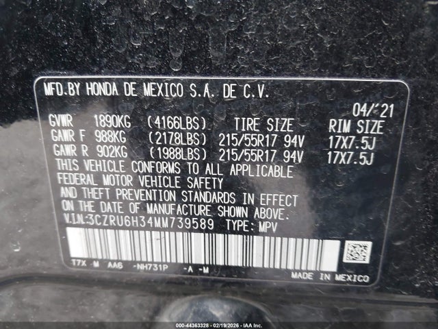 2021 HONDA HR-V 3CZRU6H34MM739589 Photo 8