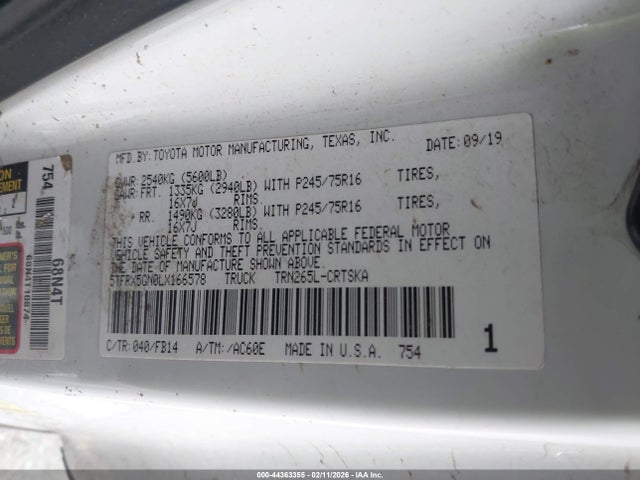 5TFRX5GN0LX166578 Toyota Tacoma Sr