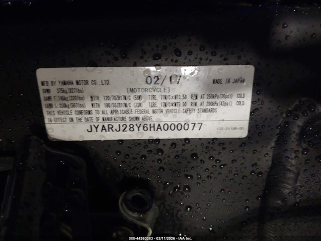 JYARJ28Y6HA000077 Yamaha Yzfr6 C
