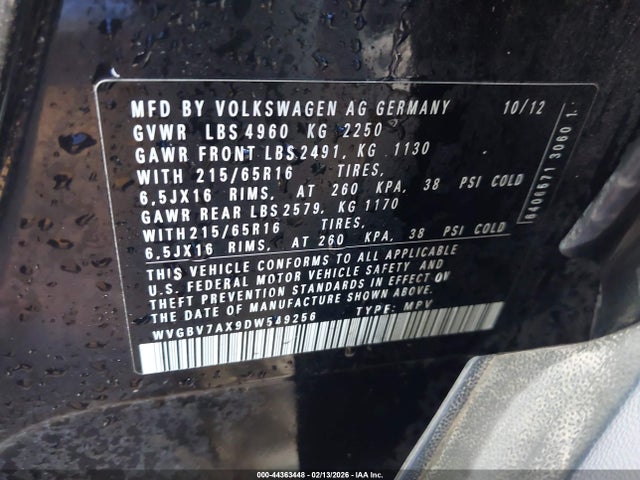 2013 VOLKSWAGEN TIGUAN WVGBV7AX9DW549256 Photo 8
