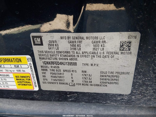 Chevrolet Traverse Ls 2017 1GNKRFED4HJ139588 Image 9