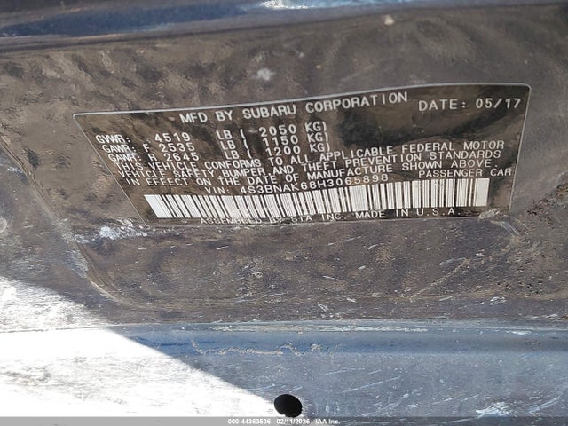 4S3BNAK68H3065898 Subaru Legacy 2.5i Limited