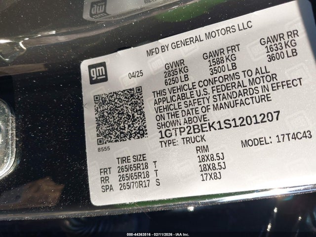 Продажа на аукционе авто 2025 Gmc Canyon 4wd Elevation, vin: 1GTP2BEK1S1201207, номер лота: 44363516