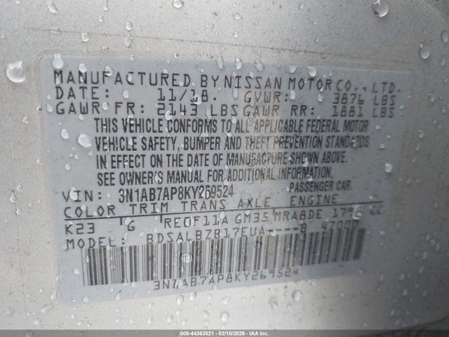 3N1AB7AP8KY269524 Nissan SENTRA S