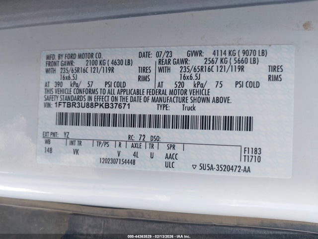 Ford Transit-250 Cargo Van 2023 1FTBR3U88PKB37671 Image 9