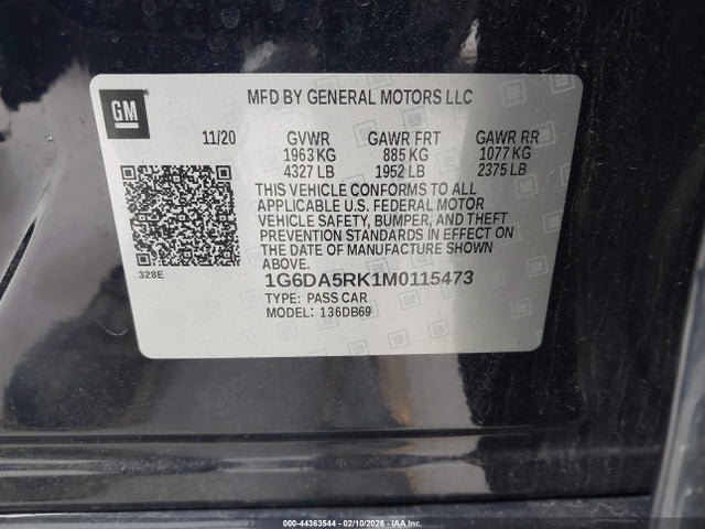 44363544 :رقم المزاد ، 1G6DA5RK1M0115473 vin ، 2021 Cadillac Ct4 Luxury مزاد بيع