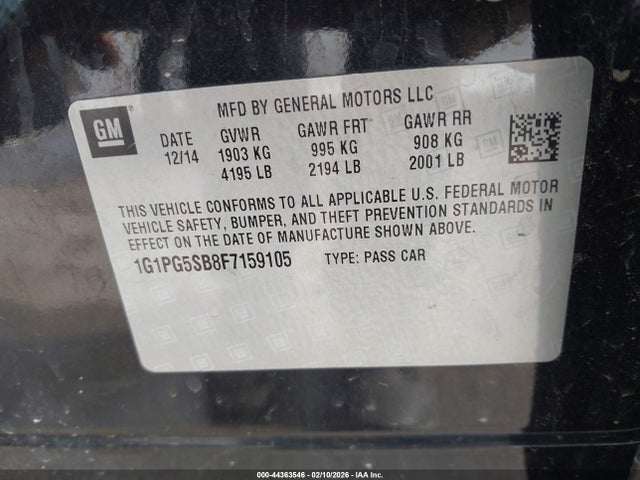 1G1PG5SB8F7159105 Chevrolet CRUZE LTZ