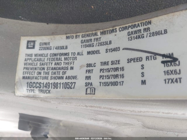 2009 CHEVROLET COLORADO 1GCCS149198110527 Photo 8