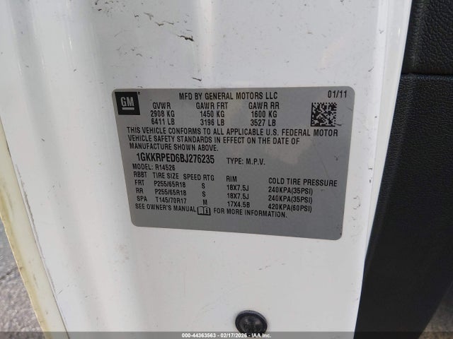 Aukcja sprzedaży 2011 Gmc Acadia Sle, vin: 1GKKRPED6BJ276235, numer aukcji: 44363563