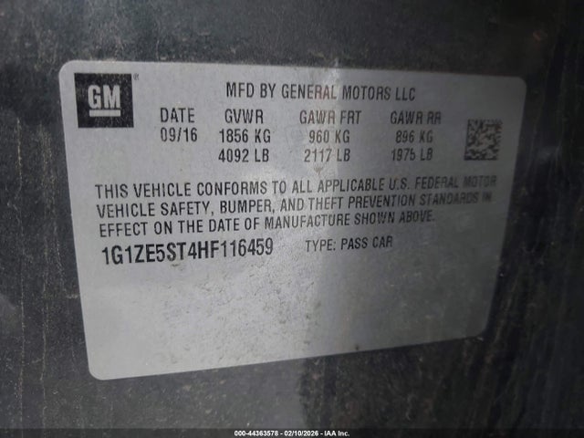1G1ZE5ST4HF116459 Chevrolet MALIBU 1LT