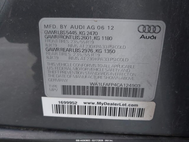2012 AUDI Q5 WA1LFAFP4CA124903 Photo 8