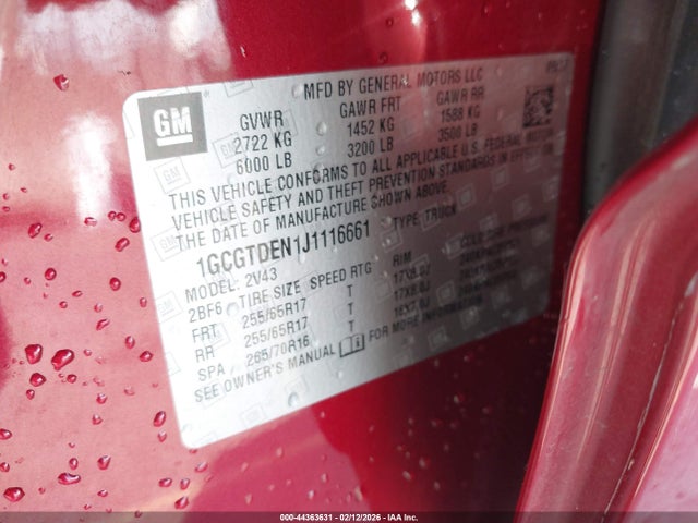 1GCGTDEN1J1116661 Chevrolet Colorado Z71