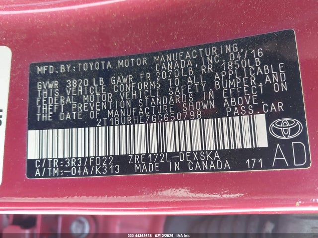 Toyota Corolla S Plus 2016 2T1BURHE7GC650798 Image 9