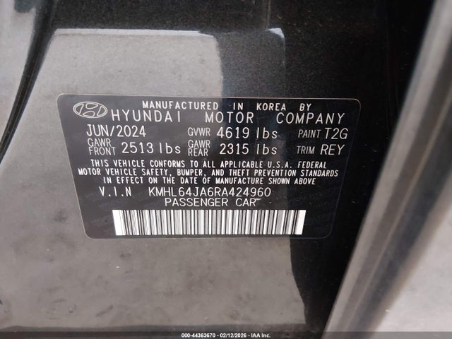 KMHL64JA6RA424960 Hyundai SONATA SEL